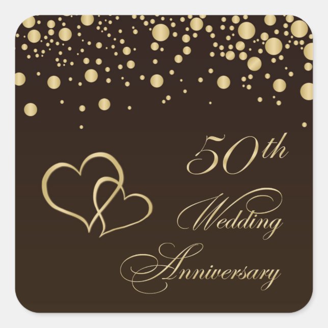 Coeurs d'or Sticker du 50e anniversaire du Mariage (Devant)