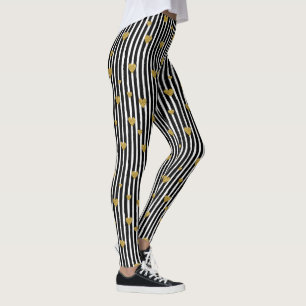 Coeurs D'Or Sur Les Leggings De Blancs Et De Blanc