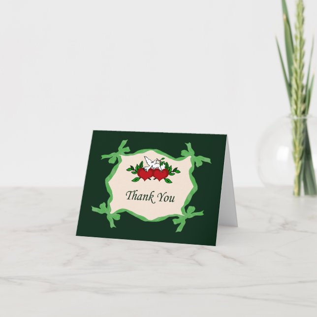 Coeurs Et Cartes de remerciements De Colombe (Devant)