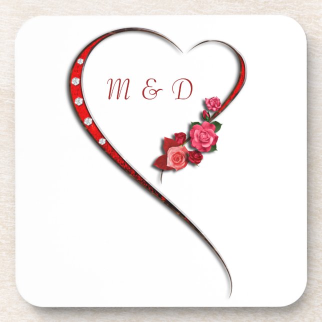 Coeurs et fleurs Dessous de verre (Devant)