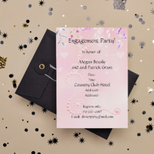 Coeurs et fleurs roses Invitation