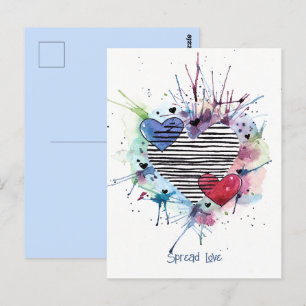 Coeurs Et Lavages Mets En Aquarelle Carte Postale