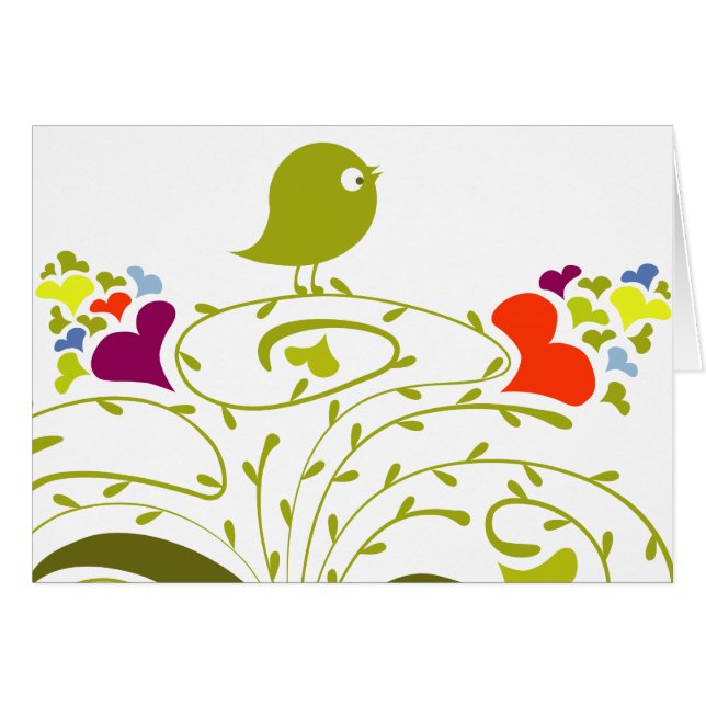 Coeurs Et Oiseaux Sur Un Petit Arbre (Devant horizontal)