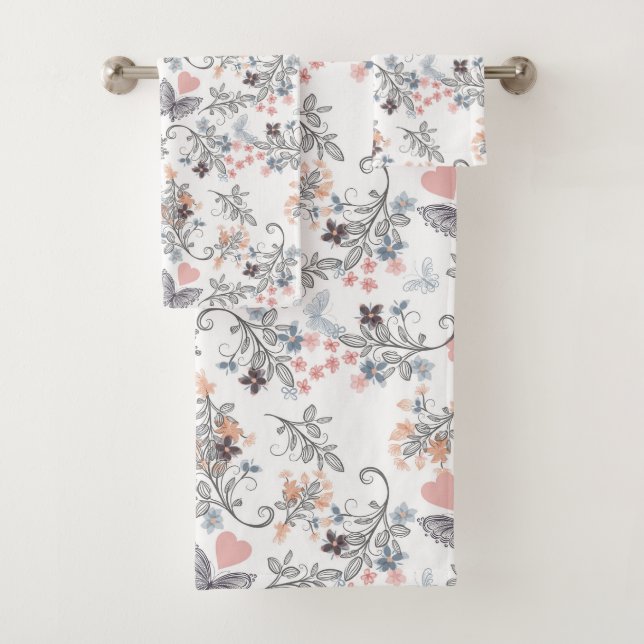 Cœurs et papillons floral  (En situation)