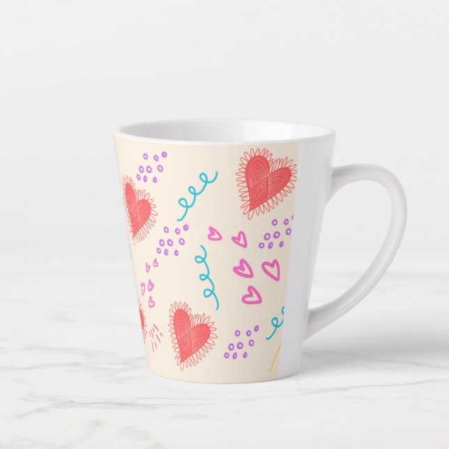 Coeurs et points motif Latte Mug (Droite)