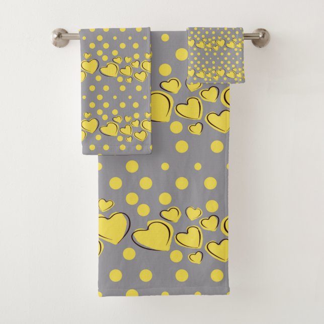 Coeurs Et Pois Jaunes Et Gris Élégants (En situation)