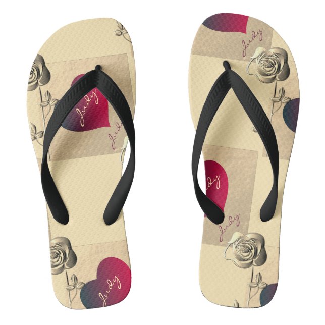 Coeurs et Roses paire de tongs (Semelle)