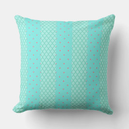 Coeurs et treillis Pastel Bleu Coussin vert