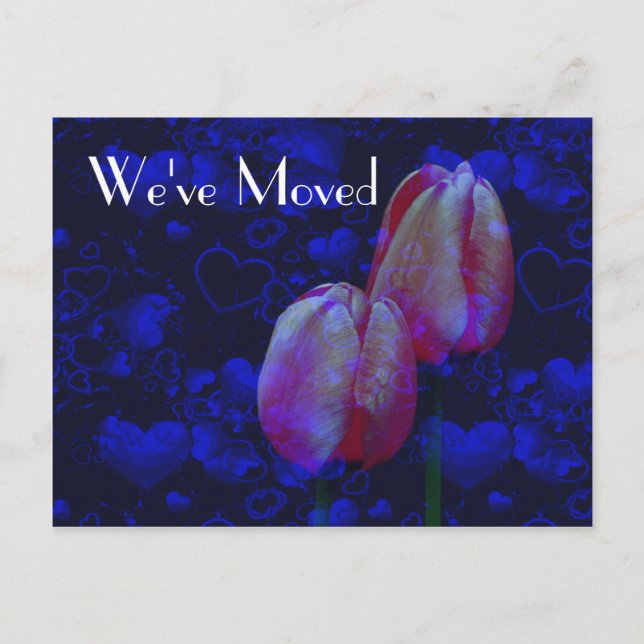 Coeurs Et Tulipes Nouvelle Adresse Carte Postale F (Devant)