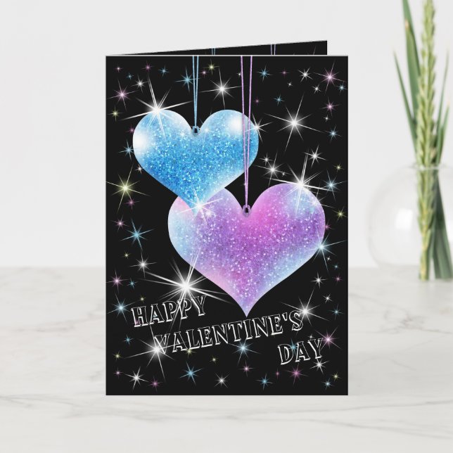 Coeurs étincelants Carte de voeux Saint-Valentin (Devant)