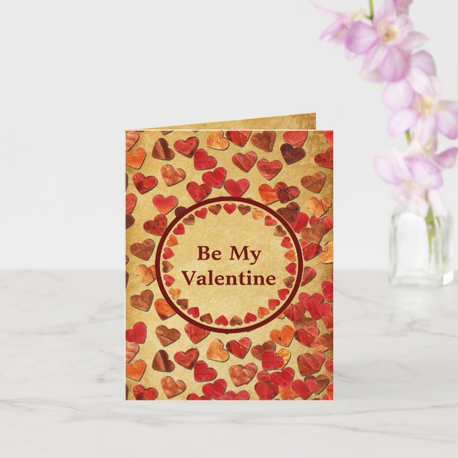 Coeurs feuille d'automne - Carte Saint-Valentin (Orchidée)
