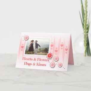 Coeurs/Fleurs Hugs/Baisers Photo Carte Saint Valen