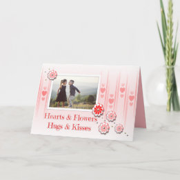 Coeurs/Fleurs Hugs/Baisers Photo Carte Saint Valen