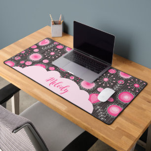 Coeurs gris rose blanc et nom fleuri