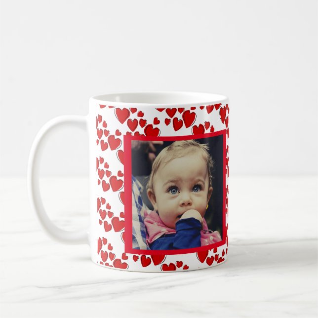 Coeurs heureux Saint Valentin Photo Café Mug (Gauche)