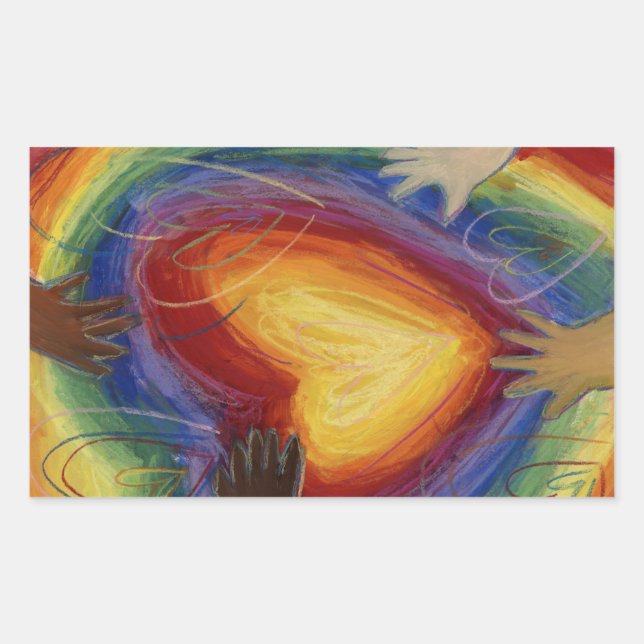 Coeurs & Mains Aimer Diversité Art autocollants (Devant)