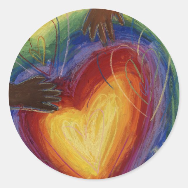 Coeurs & Mains Aimer Diversité Stickers Art Décal (Devant)