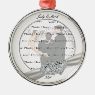 Coeurs Mariage blanc Argent rond ornement 