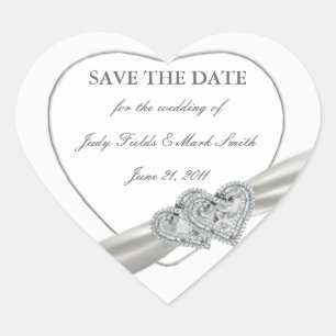 Coeurs Mariage Blanc Enregistrer Les Stickers Date