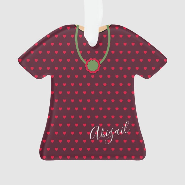 Coeurs mignonnés Folk Art habiller Noël TShirt (devant)