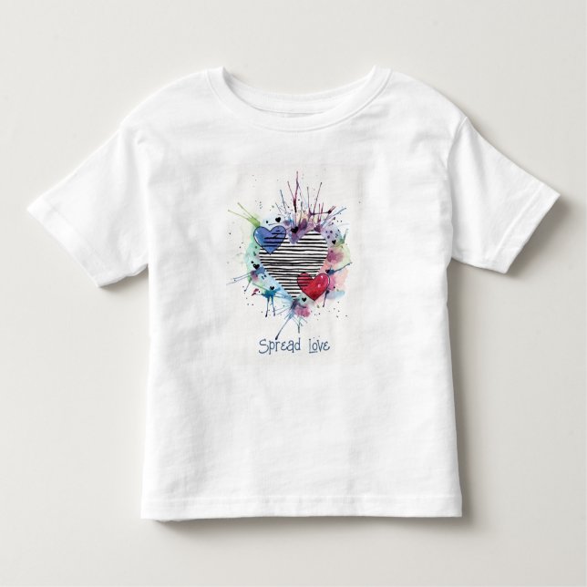 Cœurs mignons et lavis à l'aquarelle  T-Shirt (Devant)