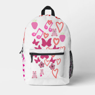 Coeurs mignons et papillons Sac à dos rose avec pa