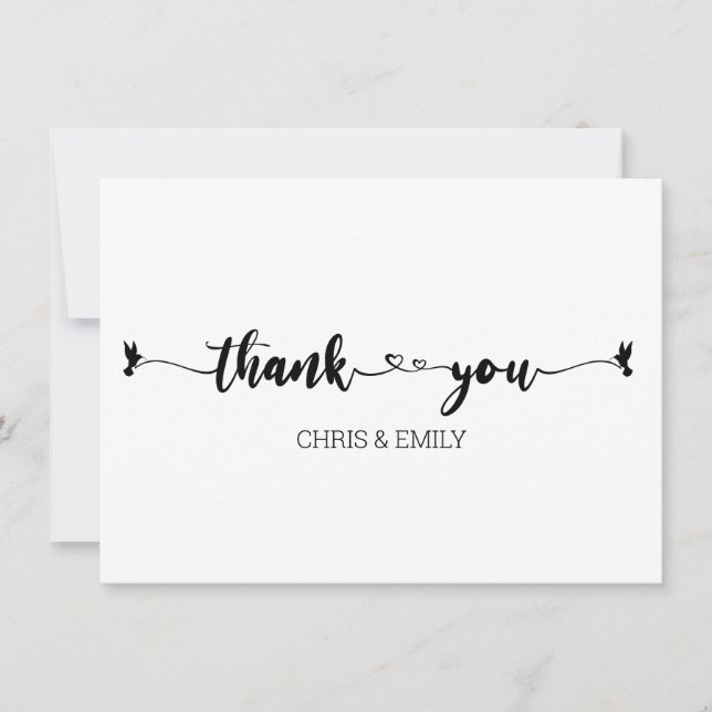 Coeurs minimalistes et Merci de calligraphie des o (Devant)