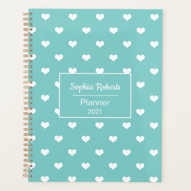 Coeurs modernes motif turquoise personnalisé (Devant)