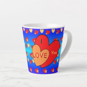 Coeurs Motif Cust. Je t'aime Latte Mug