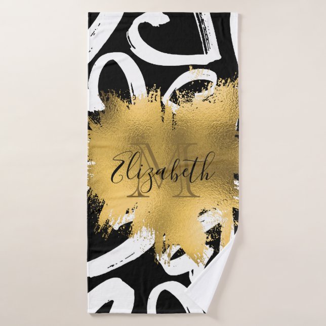 Coeurs Motif et Golden Foil (Serviette de bain)