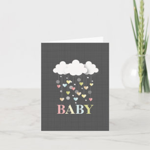 Coeurs + Nuages Carte bébé neutre