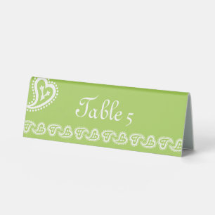 Cœurs Paisley Doux en Signe de Table Tent en Périd
