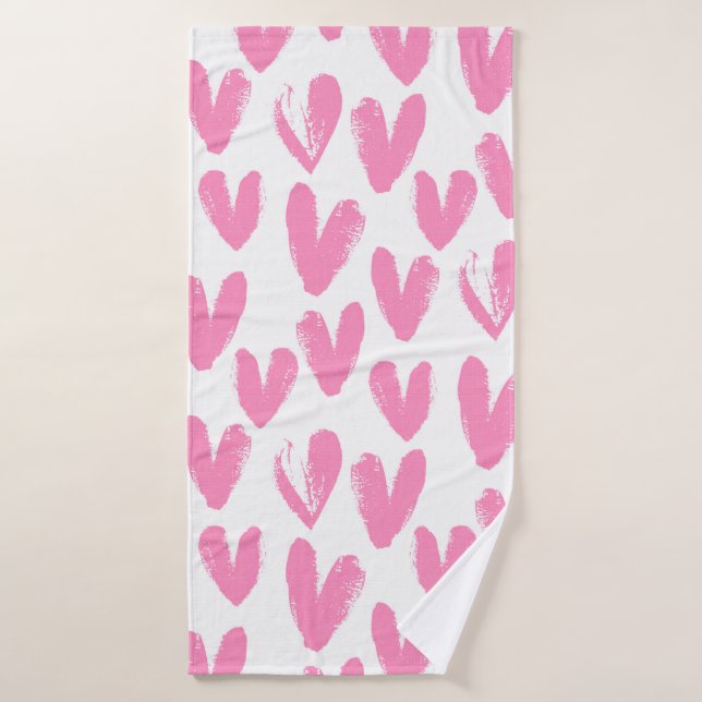 Coeurs peints par motif de coeur (Serviette de bain)