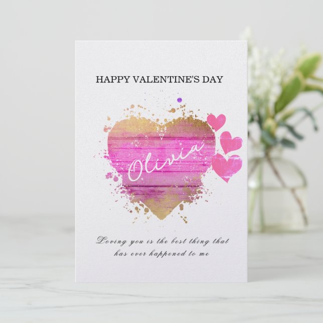 Coeurs personnalisés Carte de la Saint-Valentin pe (Debout devant)