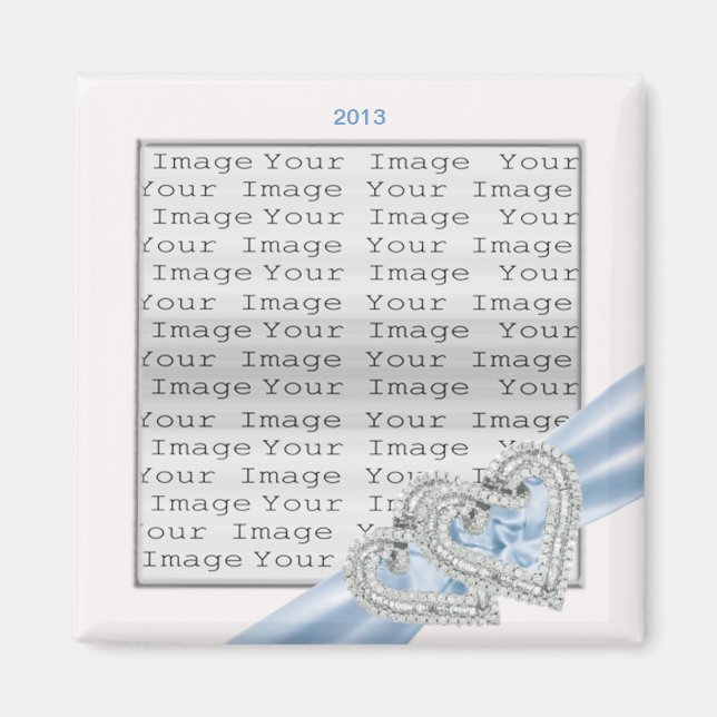Coeurs personnalisés Ice Blue Ribbon Magnet (Devant)