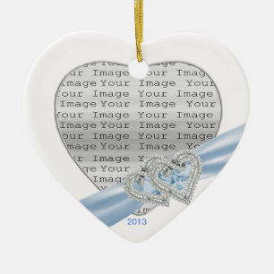 Coeurs personnalisés Ice Blue Ribbon Ornement