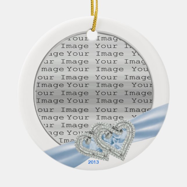 Coeurs personnalisés Ice Blue Ribbon Ornement (Devant)