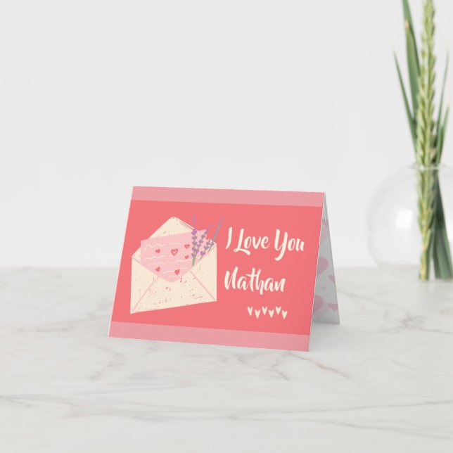 Coeurs personnalisés Je t'aime Valentines Carte de (Devant)