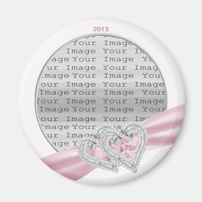 Coeurs personnalisés Pastel Pink Ribbon Magnet (Devant)