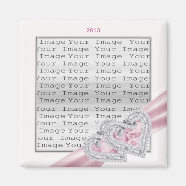Coeurs personnalisés Pastel Pink Ribbon Magnet (Devant)