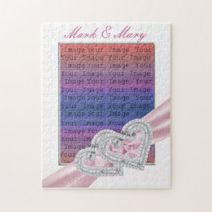 Coeurs personnalisés Pastel Pink Ribbon Puzzle