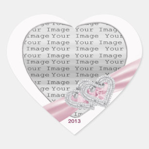 Coeurs personnalisés Stickers en ruban rose pastel