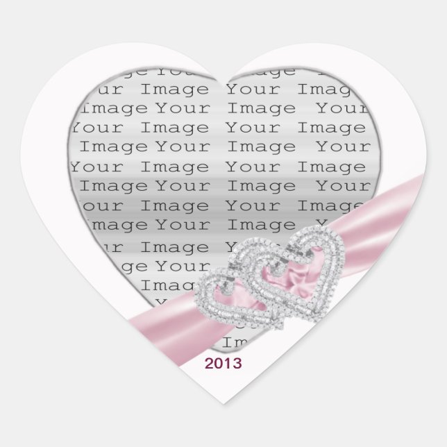 Coeurs personnalisés Stickers en ruban rose pastel (Devant)