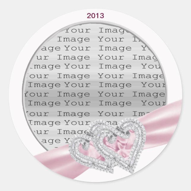 Coeurs personnalisés Stickers en ruban rose pastel (Devant)