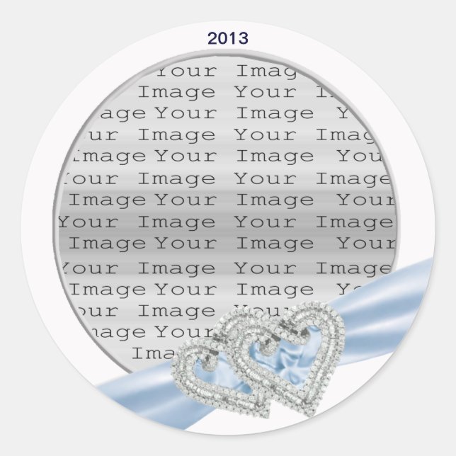 Coeurs personnalisés Stickers ruban bleu glace (Devant)