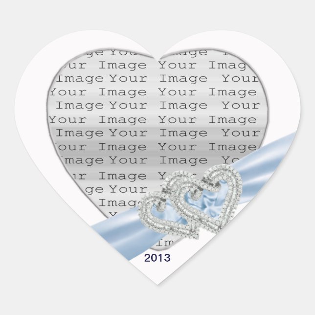 Coeurs personnalisés Stickers ruban bleu glace (Devant)