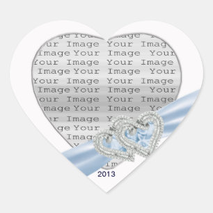 Coeurs personnalisés Stickers ruban bleu glace