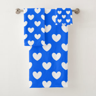 Coeurs polka blancs sur bleu