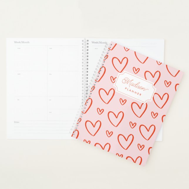 Coeurs proppy roses et rouges (Devant avec enveloppe)