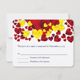 Coeurs rose rouge et jaune RSVP
